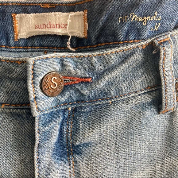 Sundance Magnolia Lace Straight Leg Mid Rise Boho Jeans - Picture 7 of 11